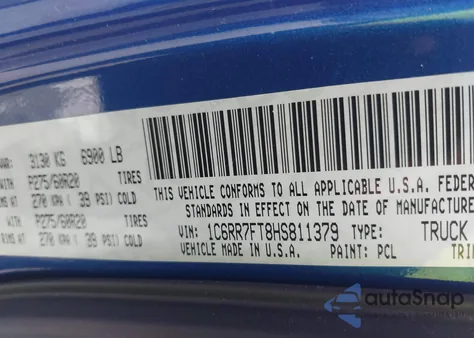 2017 Ram 1500 Express 4X4 6'4 Box z USA, uszkodzony, nr VIN 1C6RR7FT8HS811379